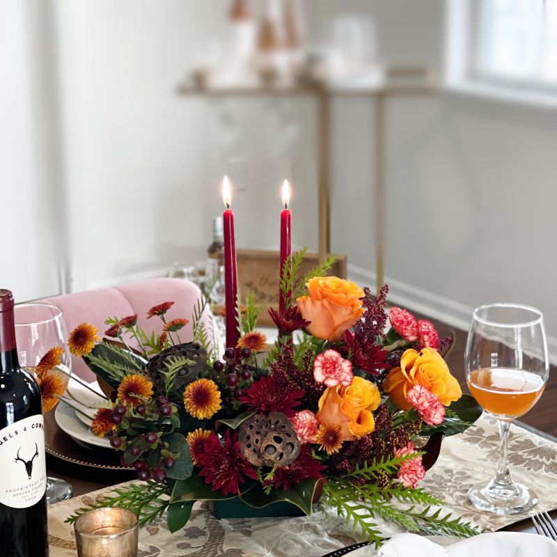 Thanksgiving Candlelight Centerpiece - Same Day Delivery